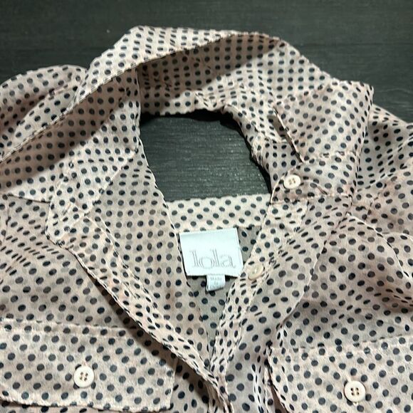 Lola sheer polka dot pink top size medium - Picture 2 of 2